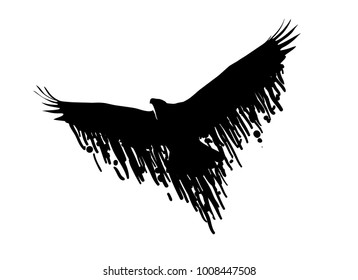 Detailed Crows Painted Ink On White Stock Vector (Royalty Free) 1096800509