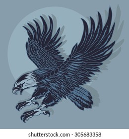 Eagle illustration, t-shirt graphics, vectors, typography
