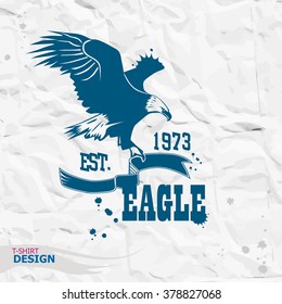 Eagle illustration, t-shirt graphics, vectors, typography. American eagles illustration