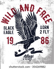 Eagle illustration with typography.