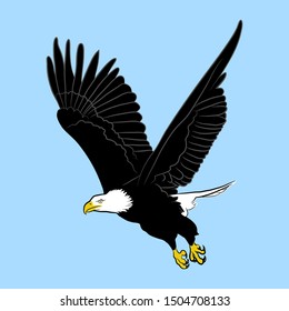 Eagle illustration vector design on blue background
