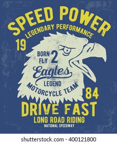 Eagle illustration with vintage typography.