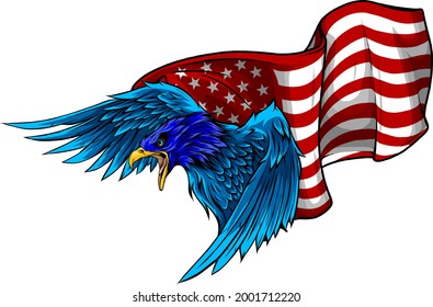 EAGLE INDEPENDENCE USA FLAG AMERICA VECTOR WHITE BACKGROUND