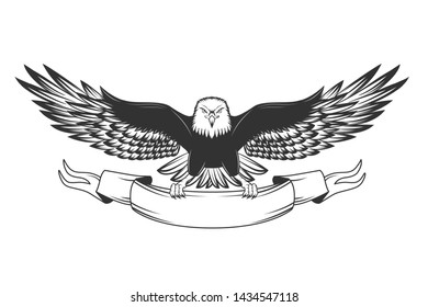 Eagle isolated on white. Vector illustration.