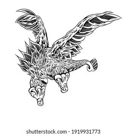 The eagle is isolated on the white vector illustration