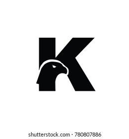 eagle K font logo flat vector template