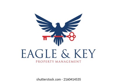 Concepto de logotipo de águila y bienes inmuebles clave