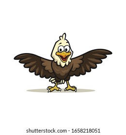 Eagle kids bird cartoon character vector mascot illustration