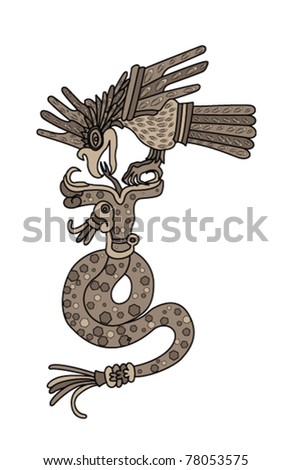Eagle killing the snake on white background