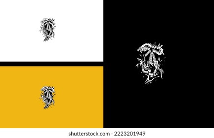 eagle and king cobra fight vector outline design