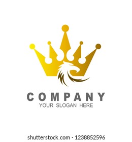 Eagle king logo design template. Crown logo. vector illustration