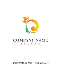 Eagle King Logo, Eagle Head With Crown, Eagle Logo Design Template