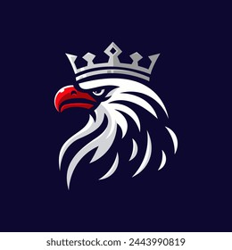 Eagle king mascot logo design illustration vector for sports and business