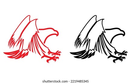 eagle landing line illustration that can be used for logo and icon tattoos