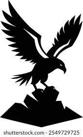 Eagle landing silhouette isolated on white background. Eagle sign vector illustration design