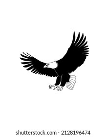 Eagle with large wings, swooping or attacking, vector illustration. Design for posters, t shirt, stickers, banners, logo, emblem, badge	