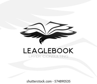 Eagle with lawbook. Law firm logo template. Concept for legal firms, notary offices or justice companies