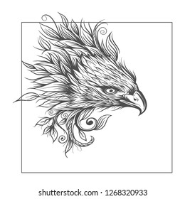 eagle leaf art illustration vector eps - black and white