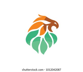 eagle leaf in green yellow leaves, logo