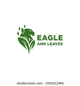 Eagle and leaves Logo Design Inspiration - Isolated vector Illustration on white background - Creative fresh modern logo, icon, symbol, sticker, emblem, badge 