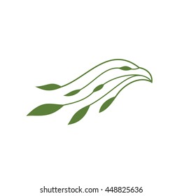 Eagle leaves silhouette green logo vector