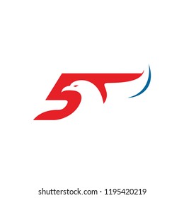 eagle with letter 5 symbol vector