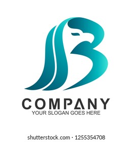 eagle letter B logo design. animal combination with font