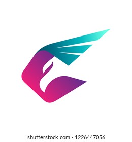 eagle letter C logo design. letter C logo with eagle head and wing 