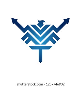 Eagle and letter F, V, T for military or sport graphic resources