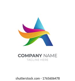 Eagle letter A logo concept, modern 3d colorful logo style