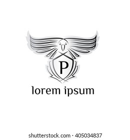 Eagle letter P Logo, bird logo,Phoenix logo,Vector Logo template. Bird of prey logo.