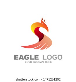 eagle letter s logo, phoenix letter s logo template, eagle red  design vector