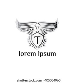 Eagle letter T Logo, bird logo,Phoenix logo,Vector Logo template. Bird of prey logo. 