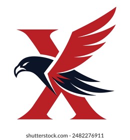 Eagle and letter X Vector Illustration