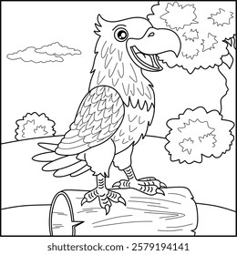 Eagle line art for coloring book with simple background