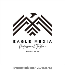 Eagle Line art letter M Logo Design Template