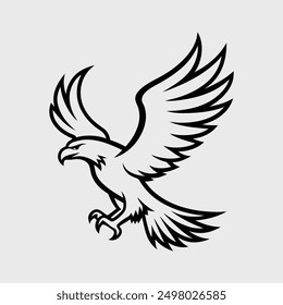 eagle line art silhouette vector logo illustration