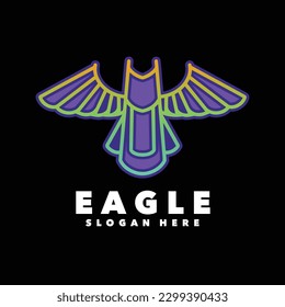 Eagle line colorful design logo