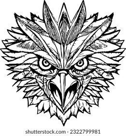 eagle line handrawn symbol tatoo and t-shirt design