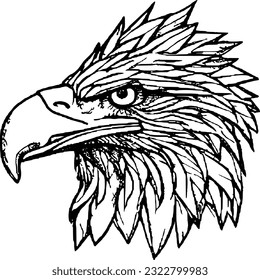 eagle line handrawn symbol tatoo and t-shirt design