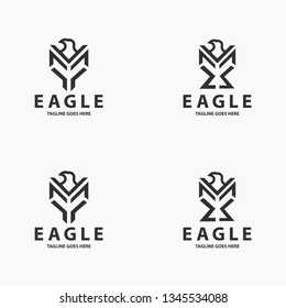 Eagle line logo design template. Eagle set icon. Vector illustration