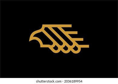Eagle line logo design vector. Wild bird illustration symbol. Gold eagle outline vector icon.