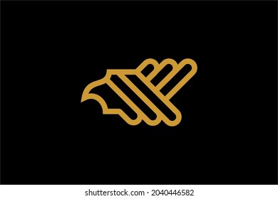 Eagle line logo design vector. Wild bird illustration symbol. Gold eagle outline vector icon.
