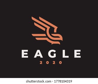 Logo lineal de águila. Diseño de emblema heráldico de halcón editable para su negocio. Ilustración vectorial.