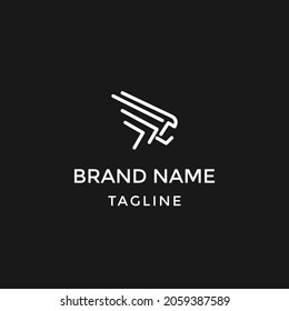 Eagle linear logo. Hawk heraldic emblem design editable for your business. Vector illustration.