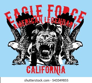 eagle and lion graphic design vector art