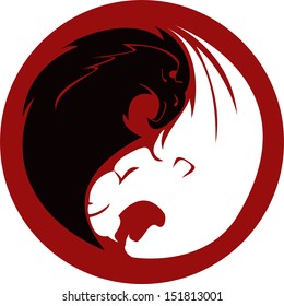 Eagle and a lion; tattoo template