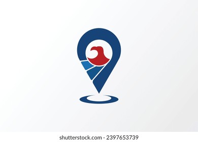 Eagle location logo vector icon illustration.