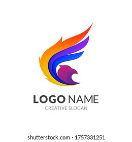 Eagle logo, 3d colorful logo style