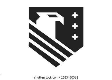 Eagle Logo abstract design vector template Shield shape. Falcon Hawk bird protect defense Logotype USA concept icon